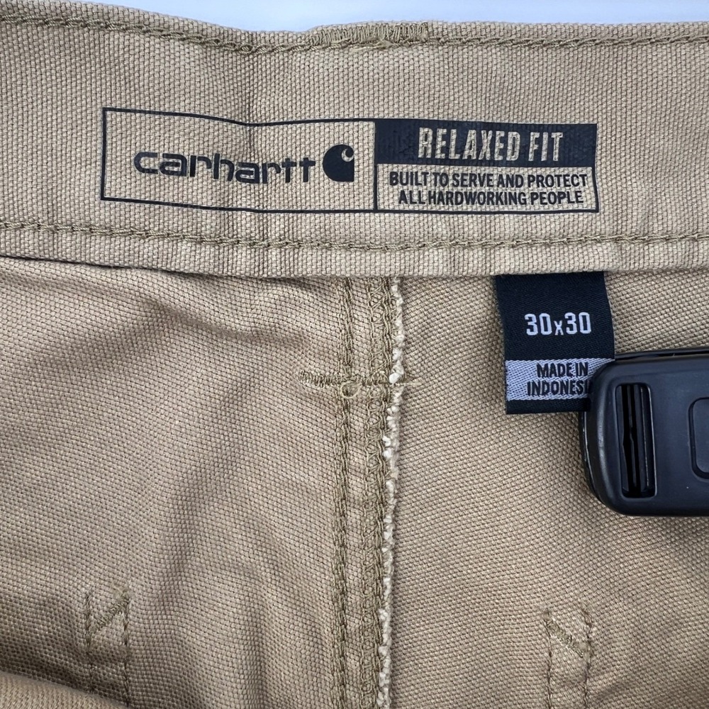 Carhartt BN2291 M Mens Khaki Rugged Flex Relaxed Fit Canvas Work Pants 30x30 New - Picture 7 of 10